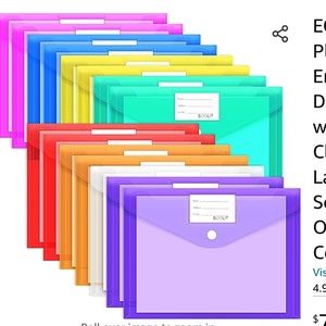 Plastic envelopes 24 legal size holds books papers supplies classroom student